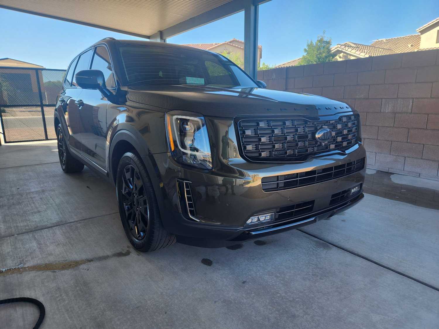 Black Kia Telluride SUV after a full exterior detail in Las Vegas.