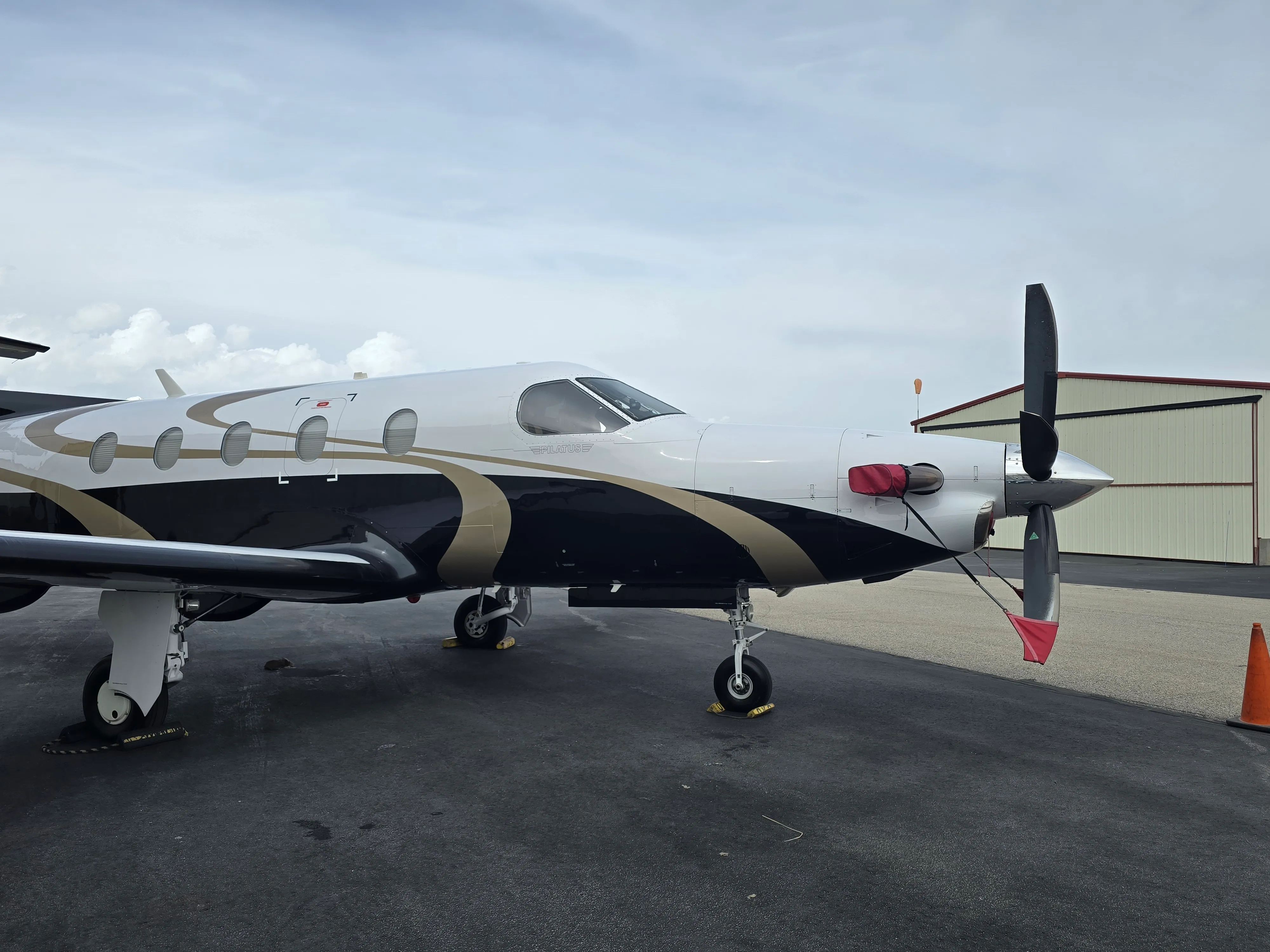 Pristine turboprop aircraft on Las Vegas tarmac ready for flight